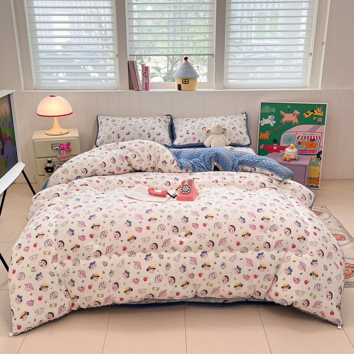 91家纺网 家纺一手货源 找家纺 （总）贝扬思家纺 2025新款云感双层纱ins少女心可爱系加厚豆豆被床盖暖梦系列（小红书推荐）