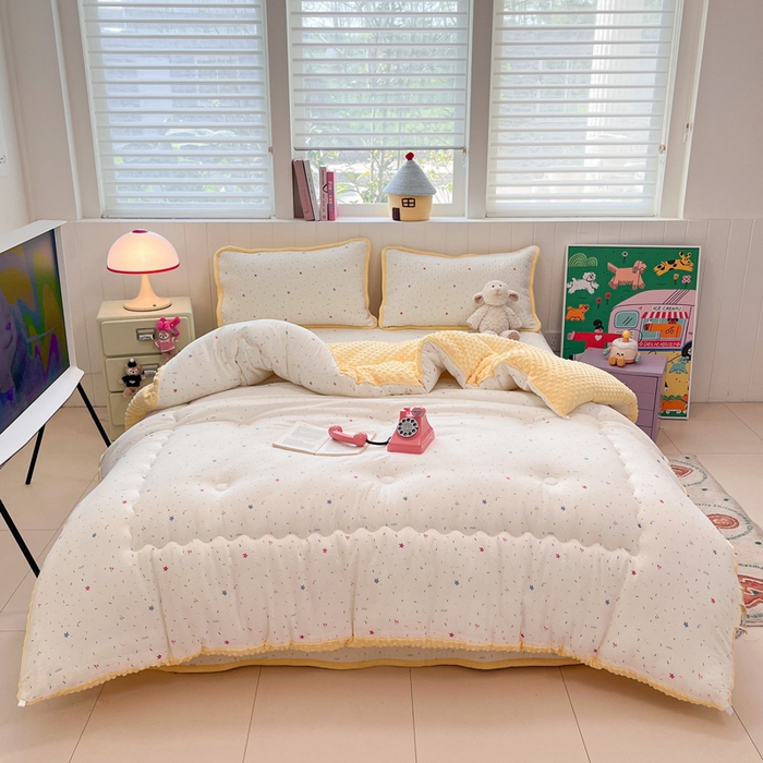 贝扬思家纺 2025新款云感双层纱ins少女心可爱系加厚豆豆被床盖暖梦系列（小红书推荐） 彩带