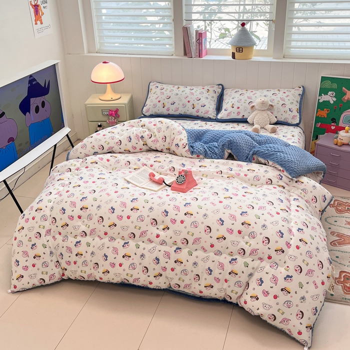 91家纺网 家纺一手货源 找家纺 贝扬思家纺 2025新款云感双层纱ins少女心可爱系加厚豆豆被床盖暖梦系列（小红书推荐） 新新酱