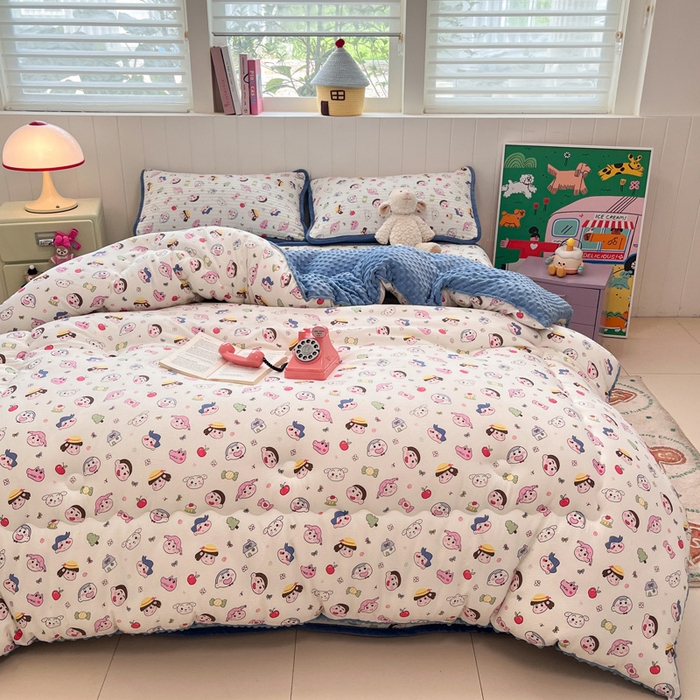 91家纺网 家纺一手货源 找家纺 贝扬思家纺 2025新款云感双层纱ins少女心可爱系加厚豆豆被床盖暖梦系列（小红书推荐） 新新酱