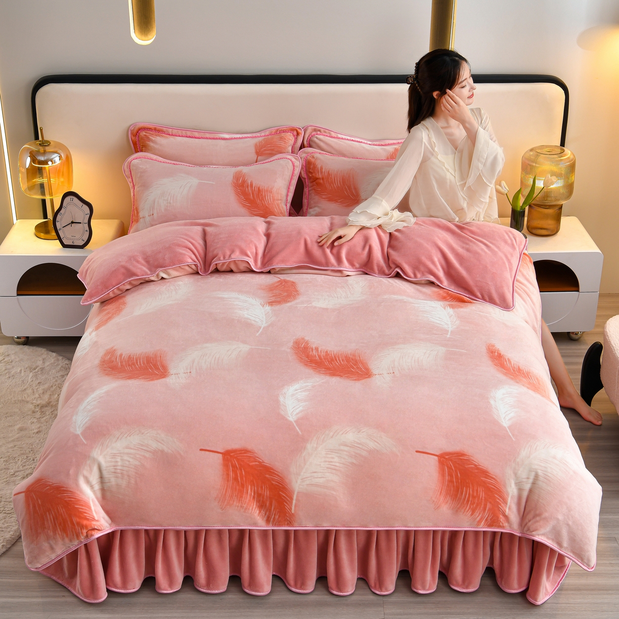 91家纺网 家纺一手货源 找家纺 （总）橘姿家纺 2025新款9-10斤牛奶绒四件套金貂绒四件套