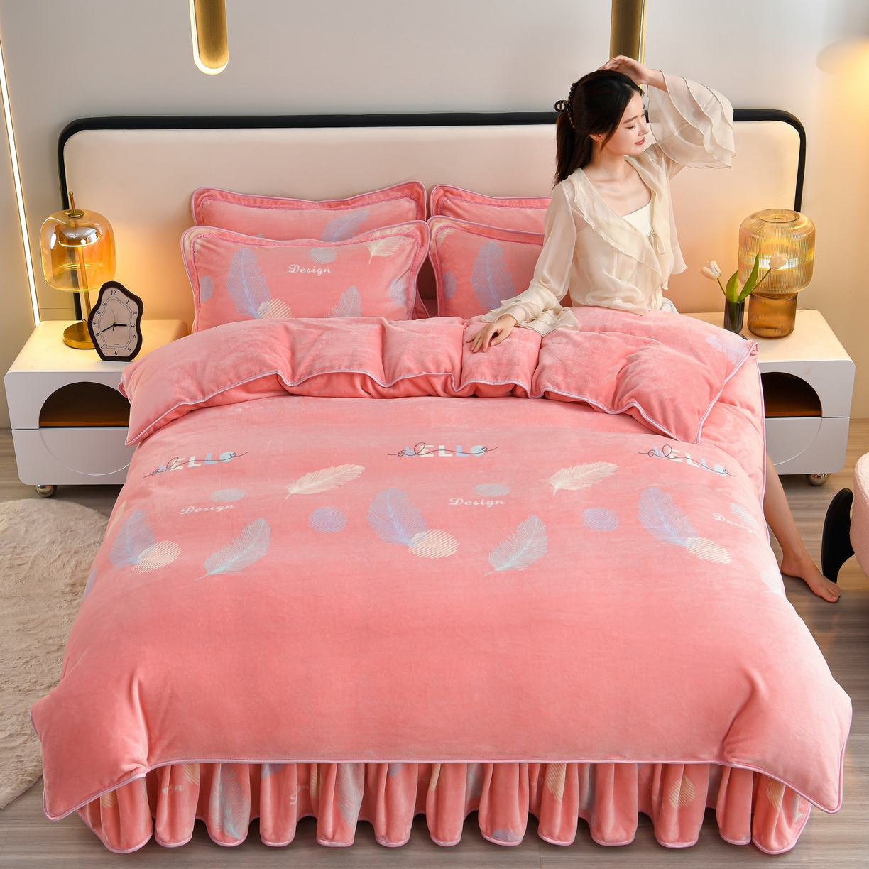 91家纺网 家纺一手货源 找家纺 （总）橘姿家纺 2025新款9-10斤牛奶绒四件套金貂绒四件套