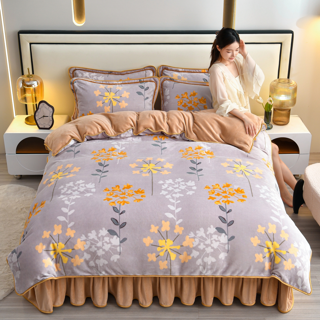 91家纺网 家纺一手货源 找家纺 （总）橘姿家纺 2025新款9-10斤牛奶绒四件套金貂绒四件套