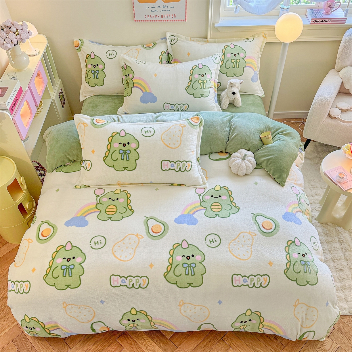 91家纺网 家纺一手货源 找家纺 （总）名兮家居 2025新款卡通时尚风高克重印花牛奶绒四件套