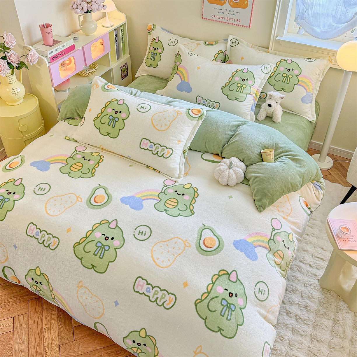 91家纺网 家纺一手货源 找家纺 （总）名兮家居 2025新款卡通时尚风高克重印花牛奶绒四件套