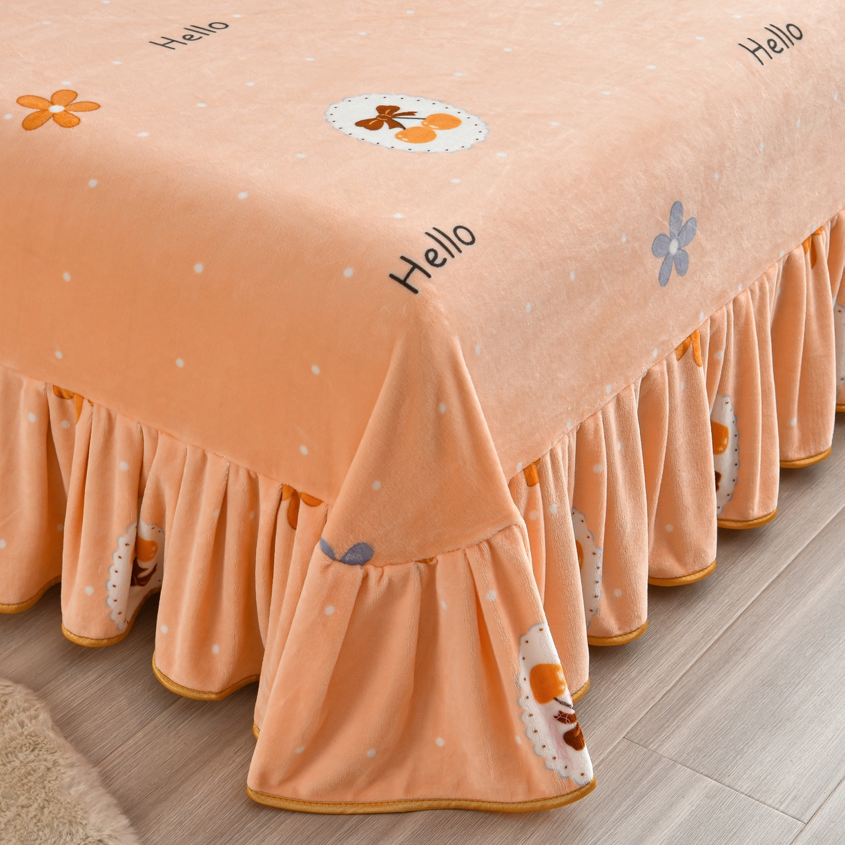 91家纺网 家纺一手货源 找家纺 橘姿家纺 2025新款9-10斤牛奶绒四件套金貂绒四件套 樱之恋