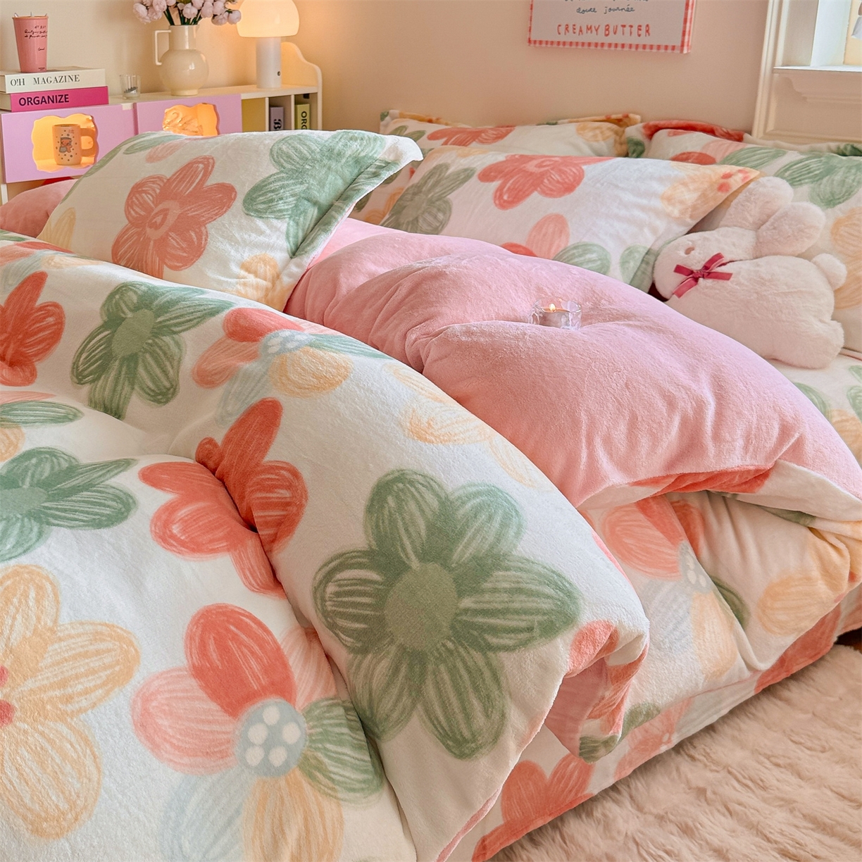 91家纺网 家纺一手货源 找家纺 （总）名兮家居 2025新款卡通时尚风高克重印花牛奶绒四件套