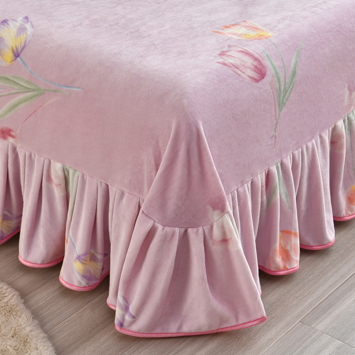 91家纺网 家纺一手货源 找家纺 橘姿家纺 2025新款9-10斤牛奶绒四件套金貂绒四件套 郁金香紫