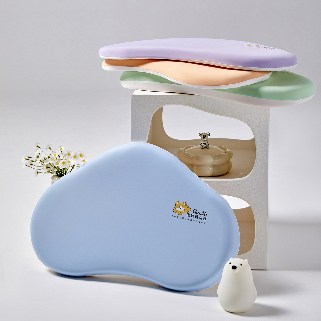 91家纺网 家纺一手货源 找家纺 （总）蔻眠 儿童硅胶护颈枕芯可水洗护颈护脊学生枕头婴幼儿园宝宝定型枕