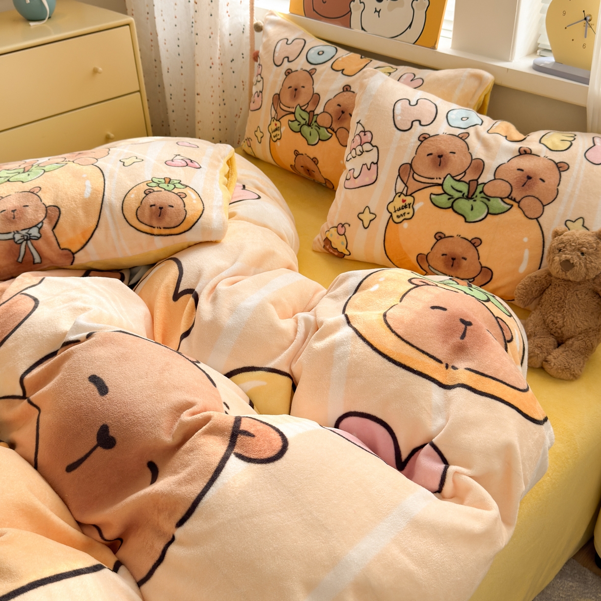 91家纺网 家纺一手货源 找家纺 （总）希诺家居 2025新款大版卡通牛奶绒数码印花四件套