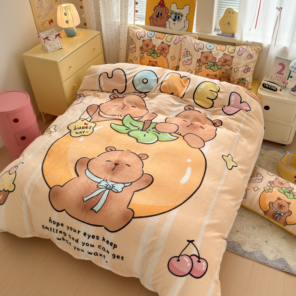 91家纺网 家纺一手货源 找家纺 （总）希诺家居 2025新款大版卡通牛奶绒数码印花四件套