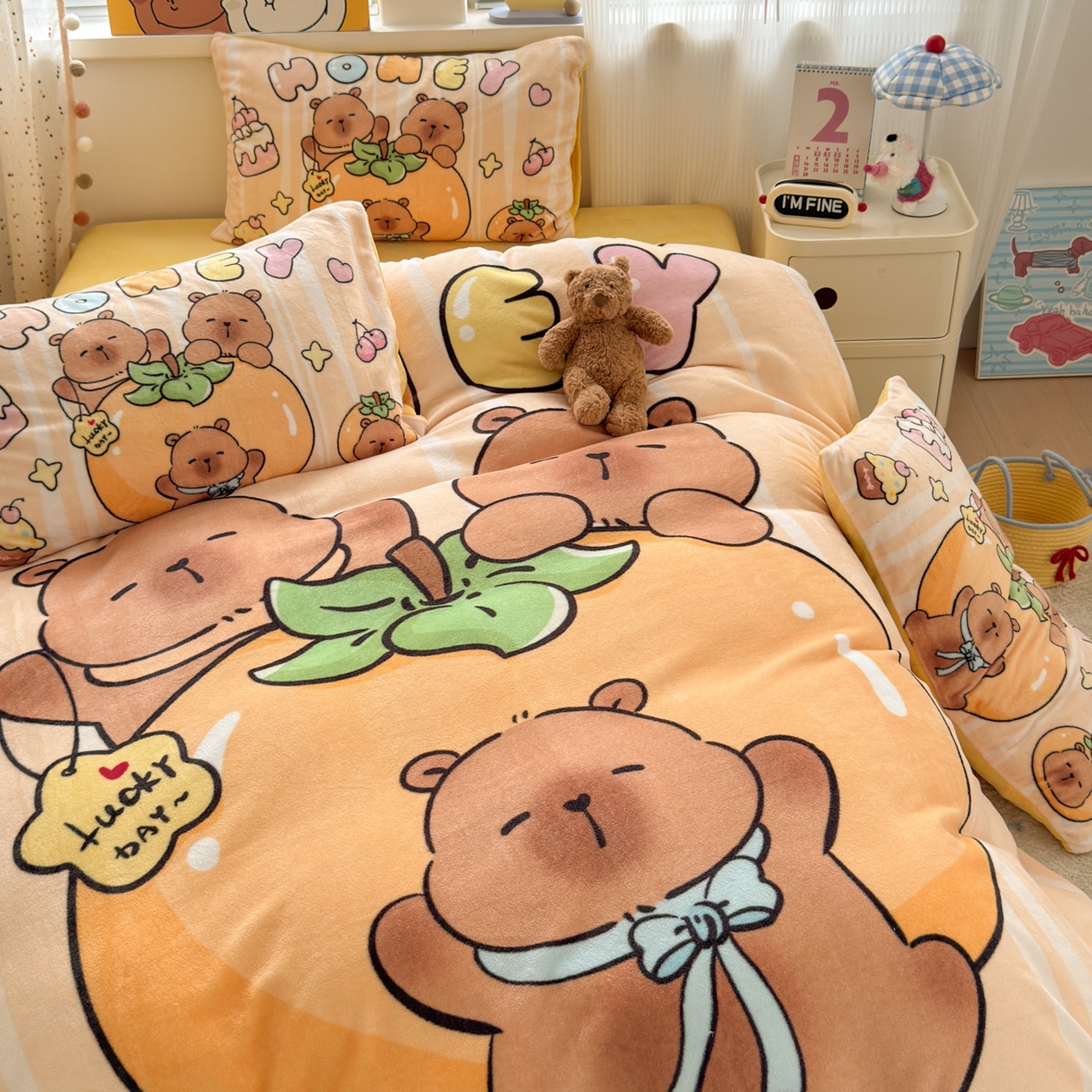 91家纺网 家纺一手货源 找家纺 （总）希诺家居 2025新款大版卡通牛奶绒数码印花四件套