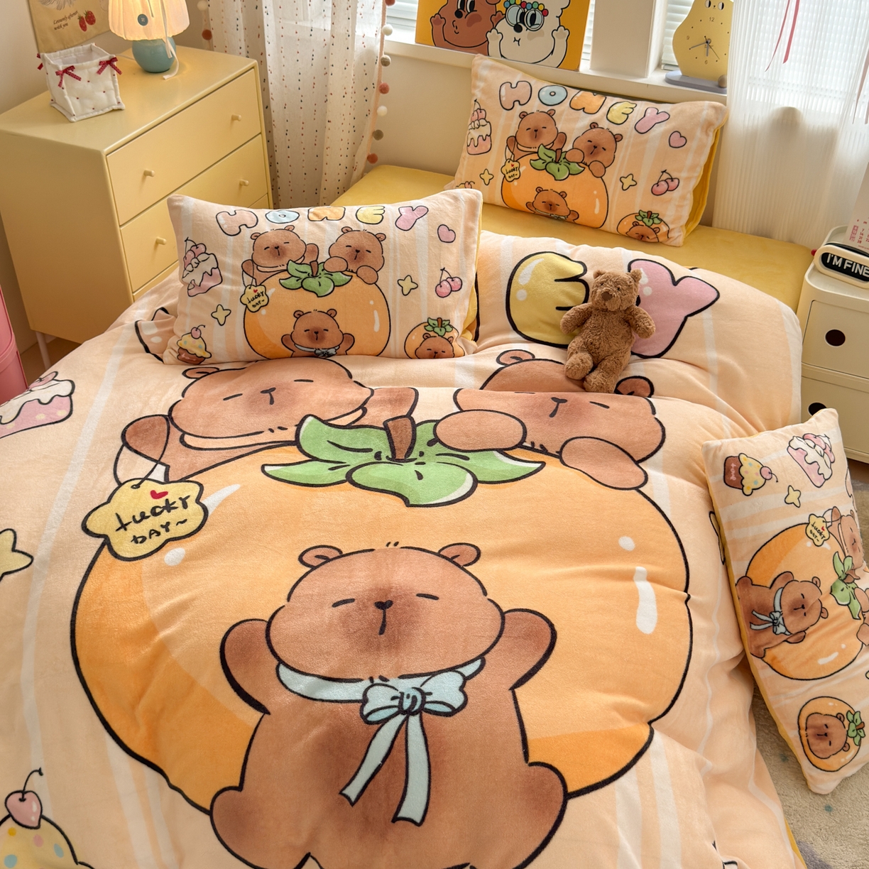 91家纺网 家纺一手货源 找家纺 （总）希诺家居 2025新款大版卡通牛奶绒数码印花四件套