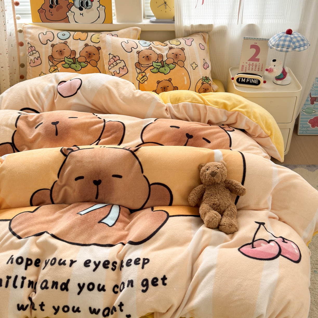 91家纺网 家纺一手货源 找家纺 （总）希诺家居 2025新款大版卡通牛奶绒数码印花四件套