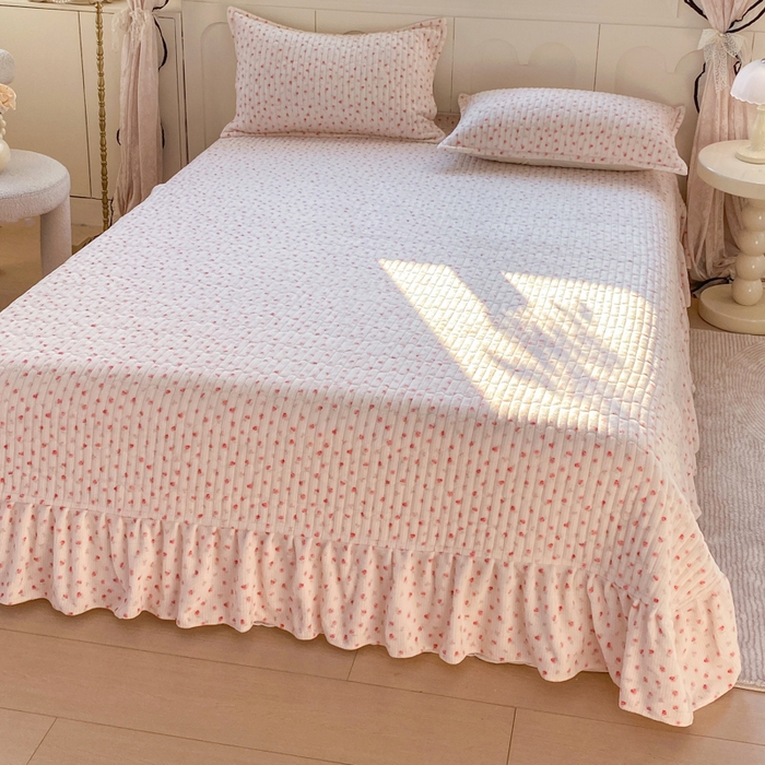 91家纺网 家纺一手货源 找家纺 梦可莱家居 2025秋冬新品豆豆绒床盖大花边四件套 丽莎