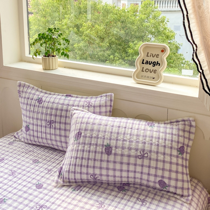 91家纺网 家纺一手货源 找家纺 梦可莱家居 2025秋冬新品豆豆绒床盖大花边四件套 紫草莓