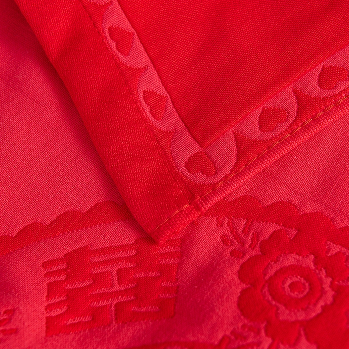 91家纺网 家纺一手货源 找家纺 棠薇家纺 2025新款全棉大红婚庆枕巾红色结婚全棉纱布枕巾盖巾垫巾 家有喜事