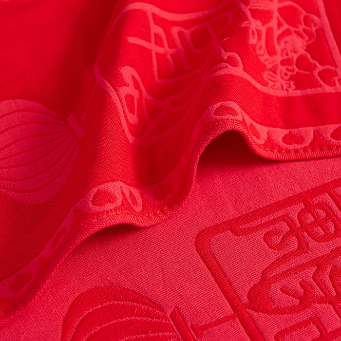 91家纺网 家纺一手货源 找家纺 棠薇家纺 2025新款全棉大红婚庆枕巾红色结婚全棉纱布枕巾盖巾垫巾 家有喜事