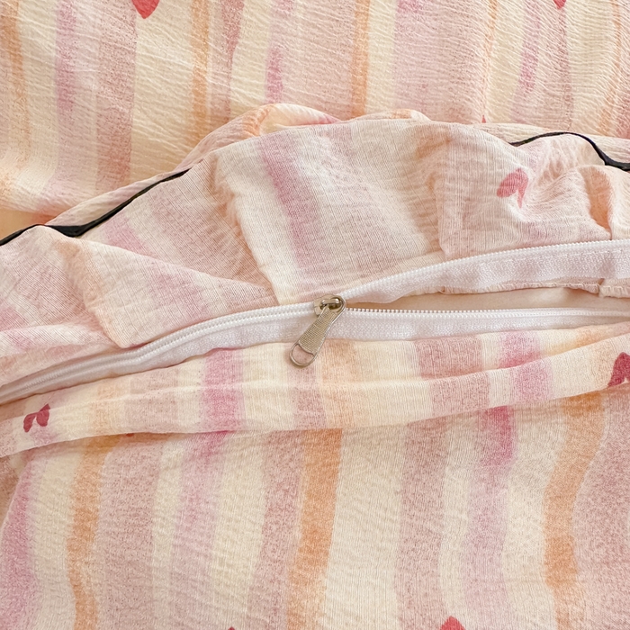 91家纺网 家纺一手货源 找家纺 （总）梦可莱家居 2025秋冬新款法式小黑边木棉云感皱皱纱四件套床盖款