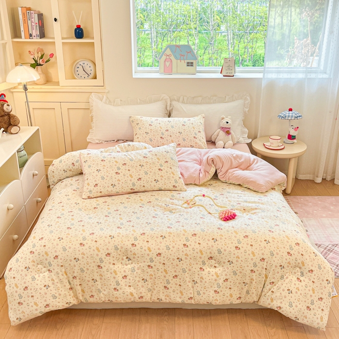 91家纺网 家纺一手货源 找家纺 大彩家居 2025新款水洗皱皱纱大豆被春秋被冬被 小狗乐园