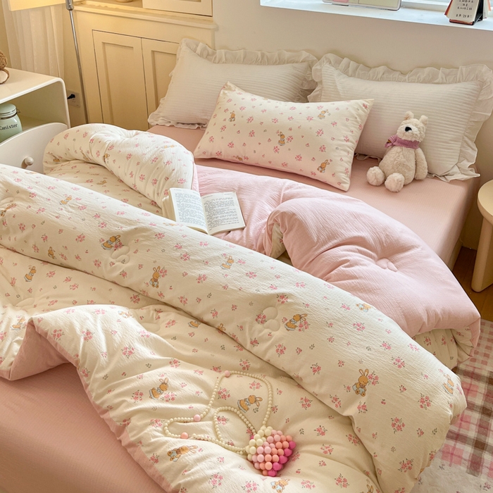 91家纺网 家纺一手货源 找家纺 （总）大彩家居 2025新款水洗皱皱纱大豆被春秋被冬被被子被芯