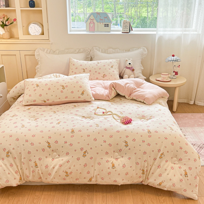 91家纺网 家纺一手货源 找家纺 （总）大彩家居 2025新款水洗皱皱纱大豆被春秋被冬被被子被芯