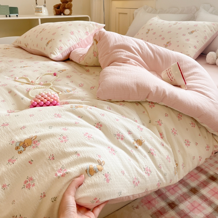 91家纺网 家纺一手货源 找家纺 （总）大彩家居 2025新款水洗皱皱纱大豆被春秋被冬被被子被芯