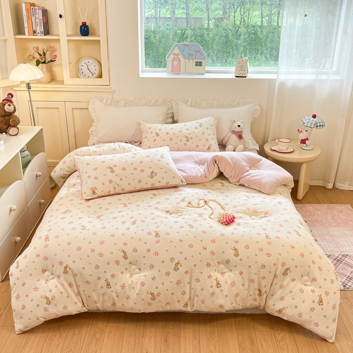 91家纺网 家纺一手货源 找家纺 （总）大彩家居 2025新款水洗皱皱纱大豆被春秋被冬被被子被芯