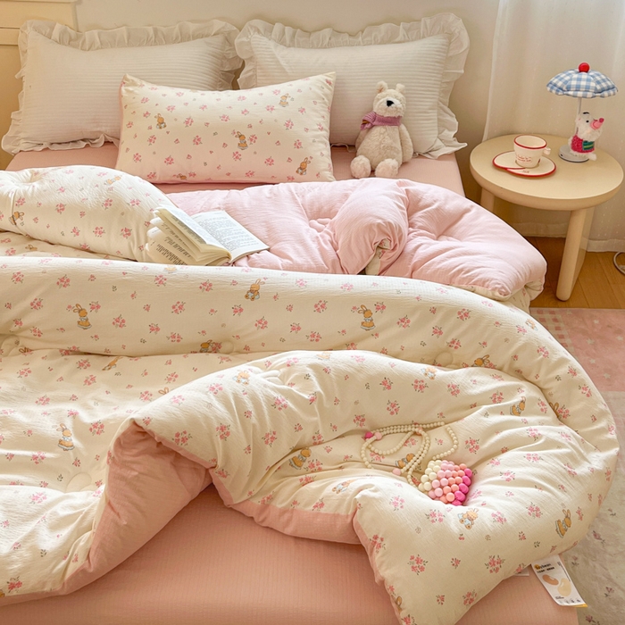 91家纺网 家纺一手货源 找家纺 （总）大彩家居 2025新款水洗皱皱纱大豆被春秋被冬被被子被芯