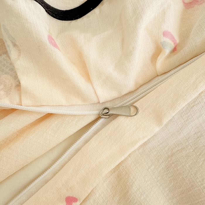 91家纺网 家纺一手货源 找家纺 梦可莱家居 2025秋冬新款法式小黑边木棉云感皱皱纱四件套床盖款 小黑边-动物乐园