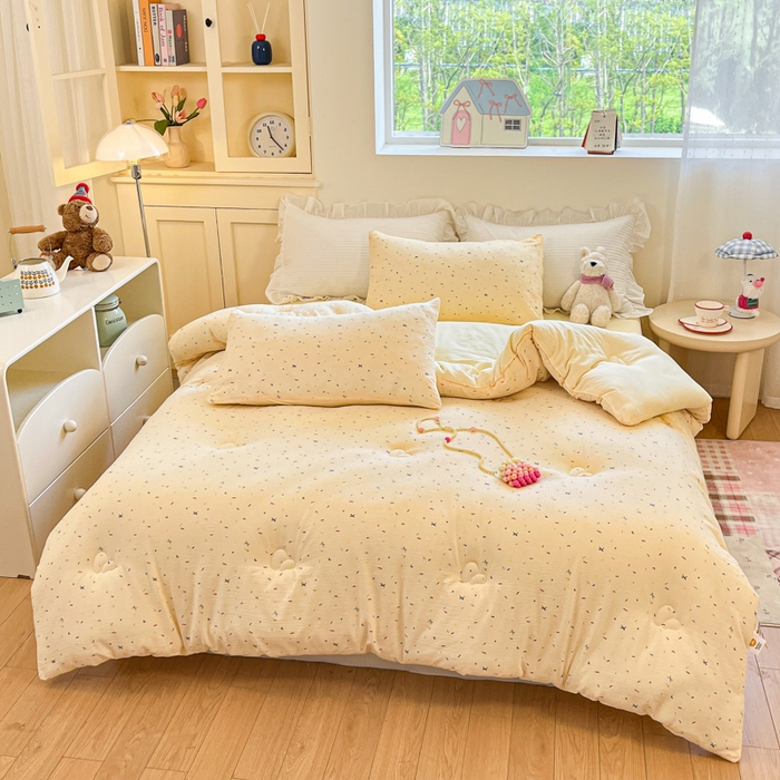 91家纺网 家纺一手货源 找家纺 大彩家居 2025新款水洗皱皱纱大豆被春秋被冬被 缤纷世界