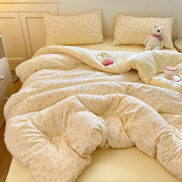 91家纺网 家纺一手货源 找家纺 大彩家居 2025新款水洗皱皱纱大豆被春秋被冬被 花海