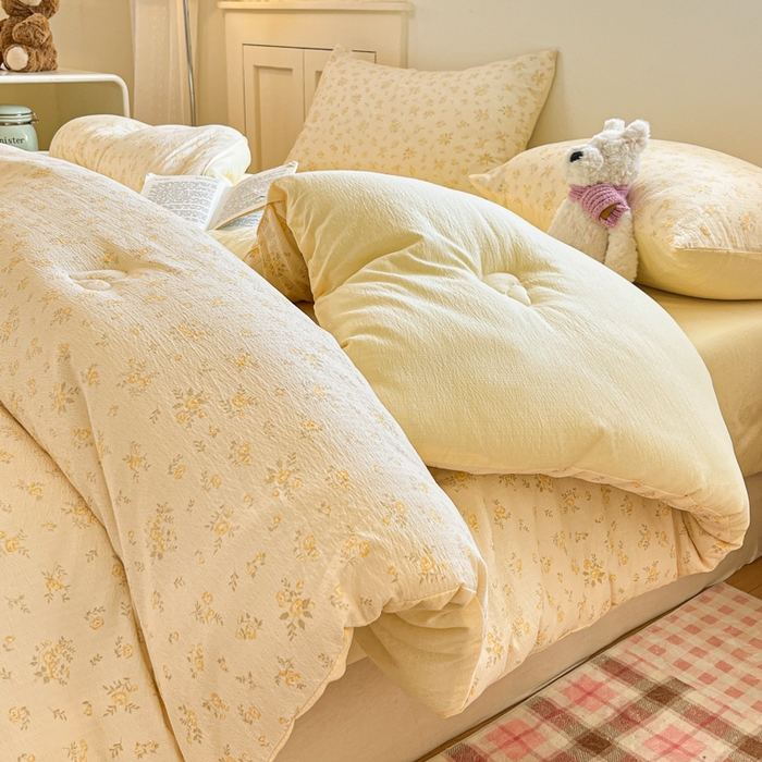 91家纺网 家纺一手货源 找家纺 大彩家居 2025新款水洗皱皱纱大豆被春秋被冬被 花海