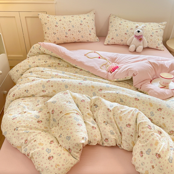 91家纺网 家纺一手货源 找家纺 大彩家居 2025新款水洗皱皱纱大豆被春秋被冬被 小狗乐园