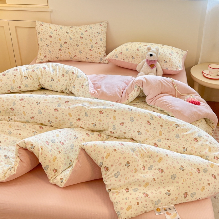 91家纺网 家纺一手货源 找家纺 大彩家居 2025新款水洗皱皱纱大豆被春秋被冬被 小狗乐园