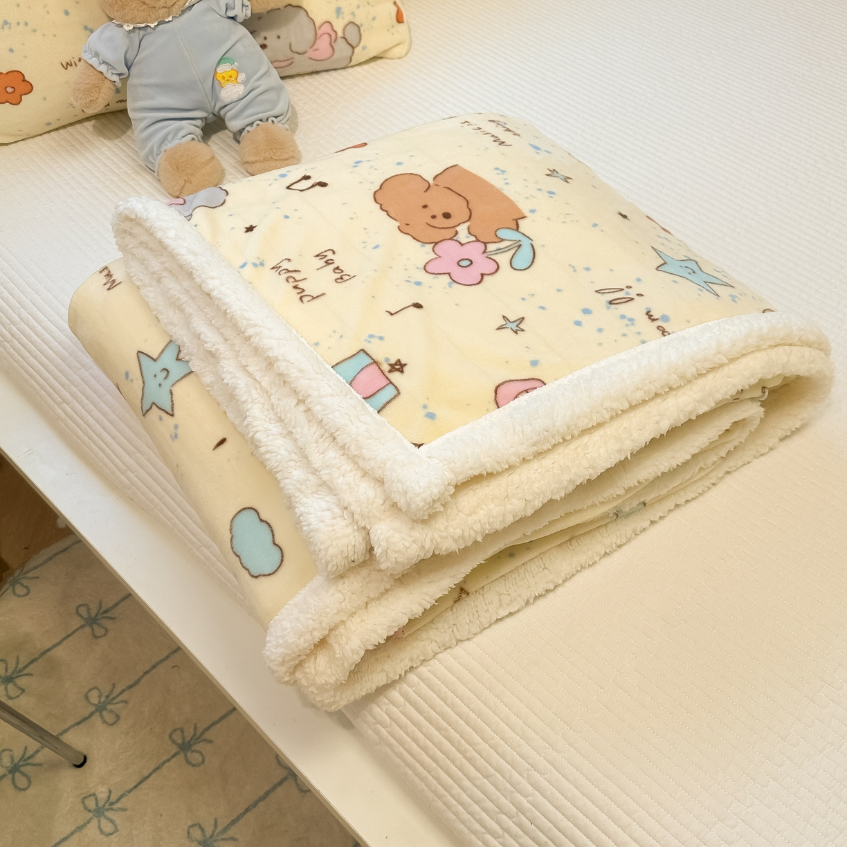 91家纺网 家纺一手货源 找家纺 盼季家纺 2025新款日韩奶油风羊羔绒+牛奶绒可爱卡通毛毯沙发毯盖毯 羊羔绒毛毯-动物音乐会