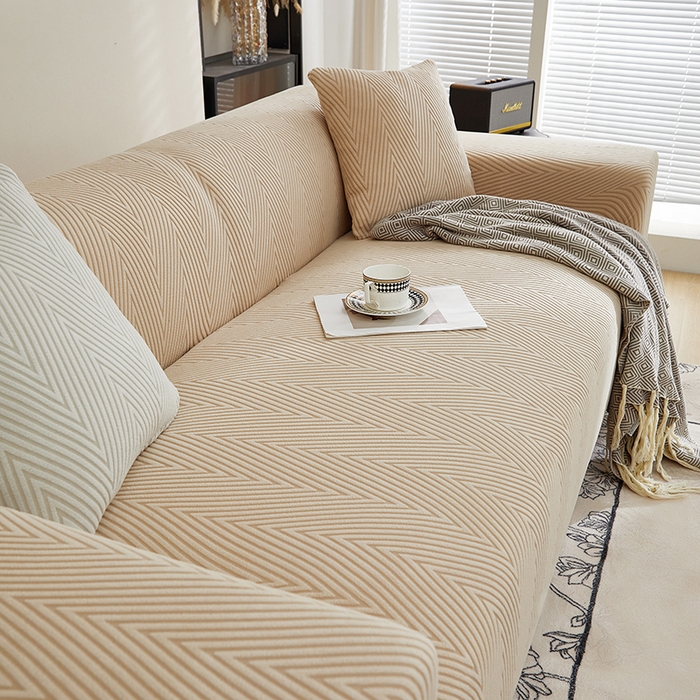 91家纺网 家纺一手货源 找家纺 飞翔家纺沙发套 2025新款人字格沙发套 卡其