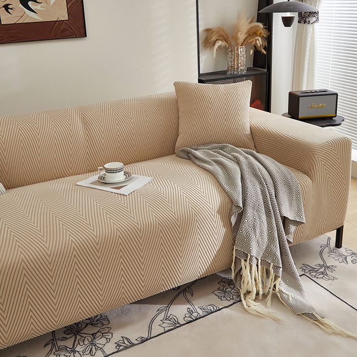 91家纺网 家纺一手货源 找家纺 飞翔家纺沙发套 2025新款人字格沙发套 卡其