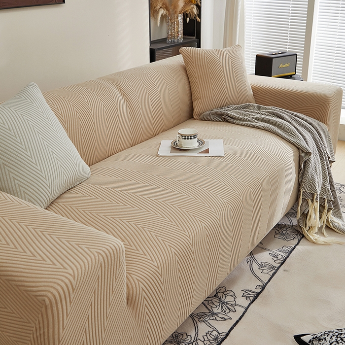 91家纺网 家纺一手货源 找家纺 飞翔家纺沙发套 2025新款人字格沙发套 卡其