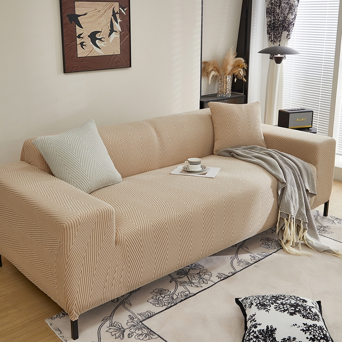 91家纺网 家纺一手货源 找家纺 飞翔家纺沙发套 2025新款人字格沙发套 卡其