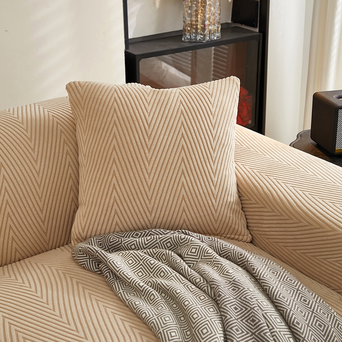 91家纺网 家纺一手货源 找家纺 飞翔家纺沙发套 2025新款人字格沙发套 卡其