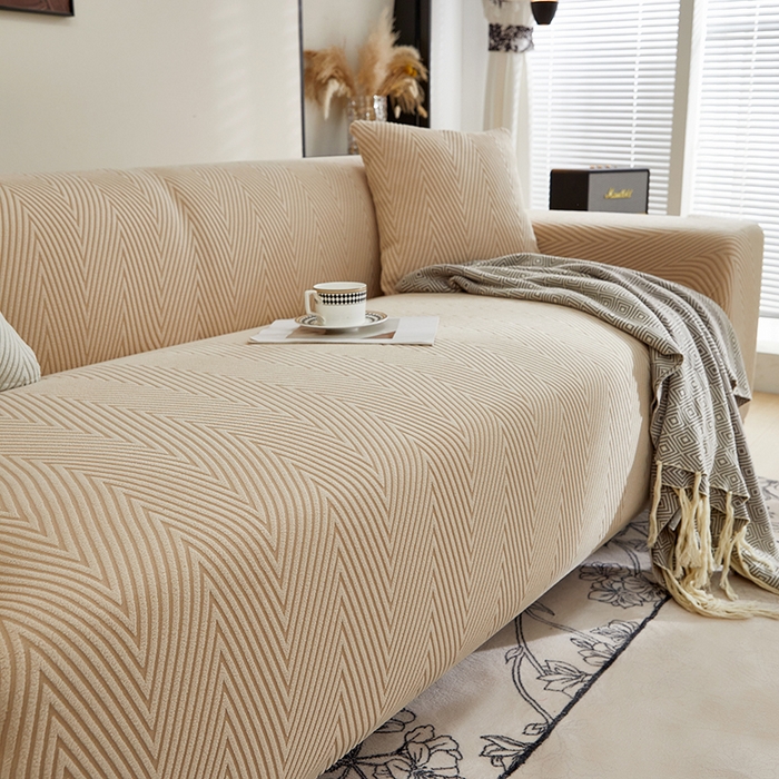 91家纺网 家纺一手货源 找家纺 飞翔家纺沙发套 2025新款人字格沙发套 卡其