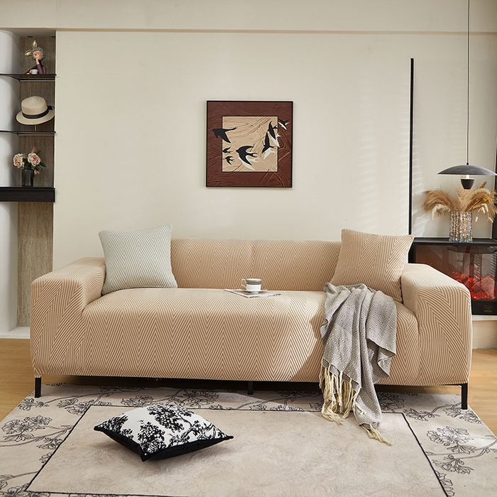 飞翔家纺沙发套 2025新款人字格沙发套 卡其