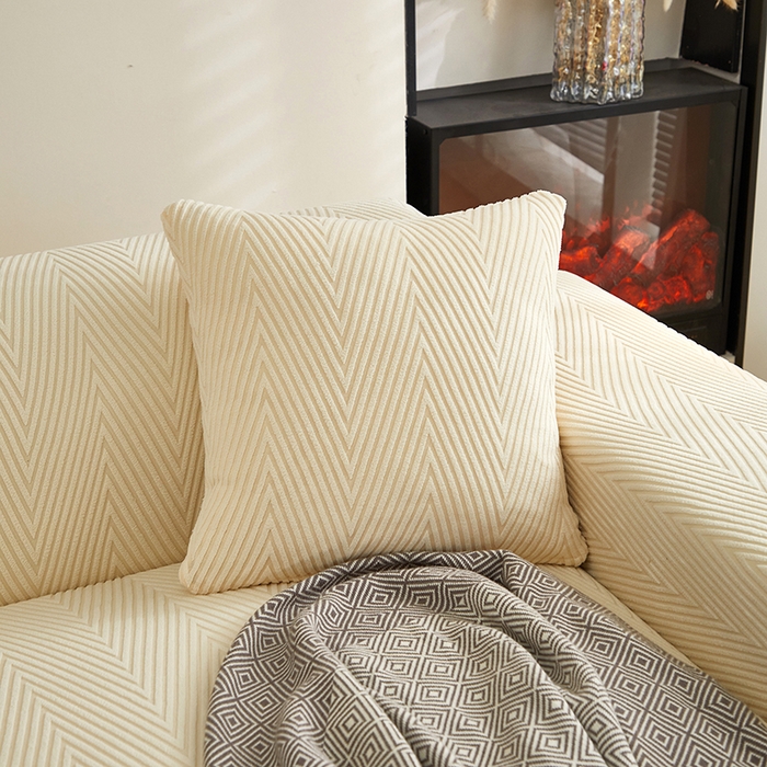 91家纺网 家纺一手货源 找家纺 飞翔家纺沙发套 2025新款人字格沙发套 米黄