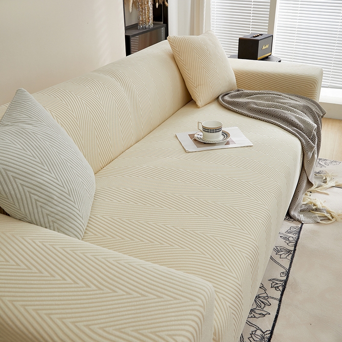 91家纺网 家纺一手货源 找家纺 飞翔家纺沙发套 2025新款人字格沙发套 米黄