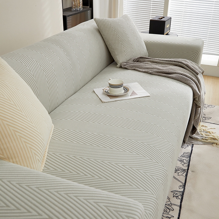 91家纺网 家纺一手货源 找家纺 飞翔家纺沙发套 2025新款人字格沙发套 浅灰色