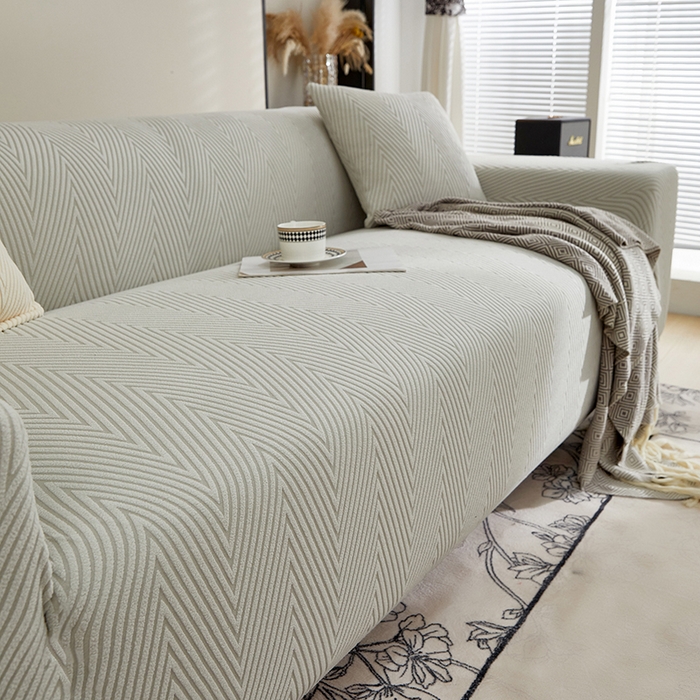 91家纺网 家纺一手货源 找家纺 飞翔家纺沙发套 2025新款人字格沙发套 浅灰色