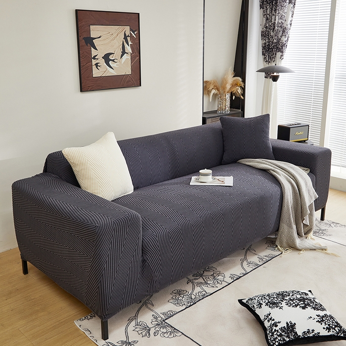 91家纺网 家纺一手货源 找家纺 飞翔家纺沙发套 2025新款人字格沙发套 深灰