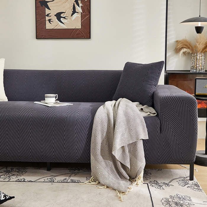 91家纺网 家纺一手货源 找家纺 飞翔家纺沙发套 2025新款人字格沙发套 深灰