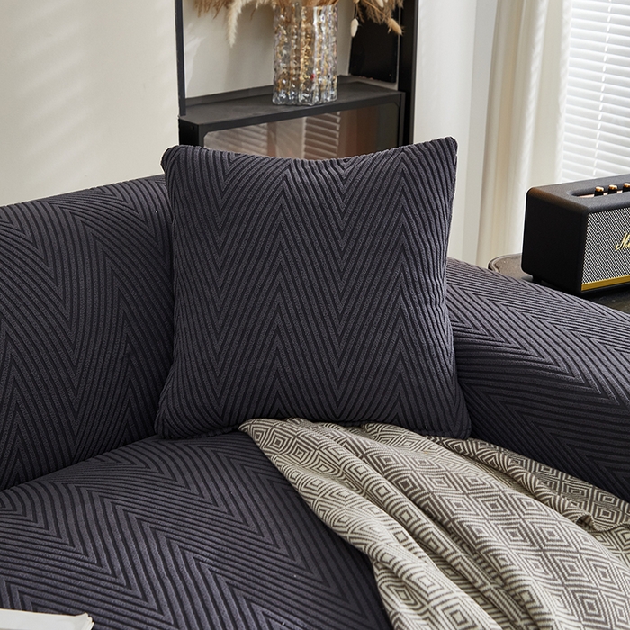 91家纺网 家纺一手货源 找家纺 飞翔家纺沙发套 2025新款人字格沙发套 深灰